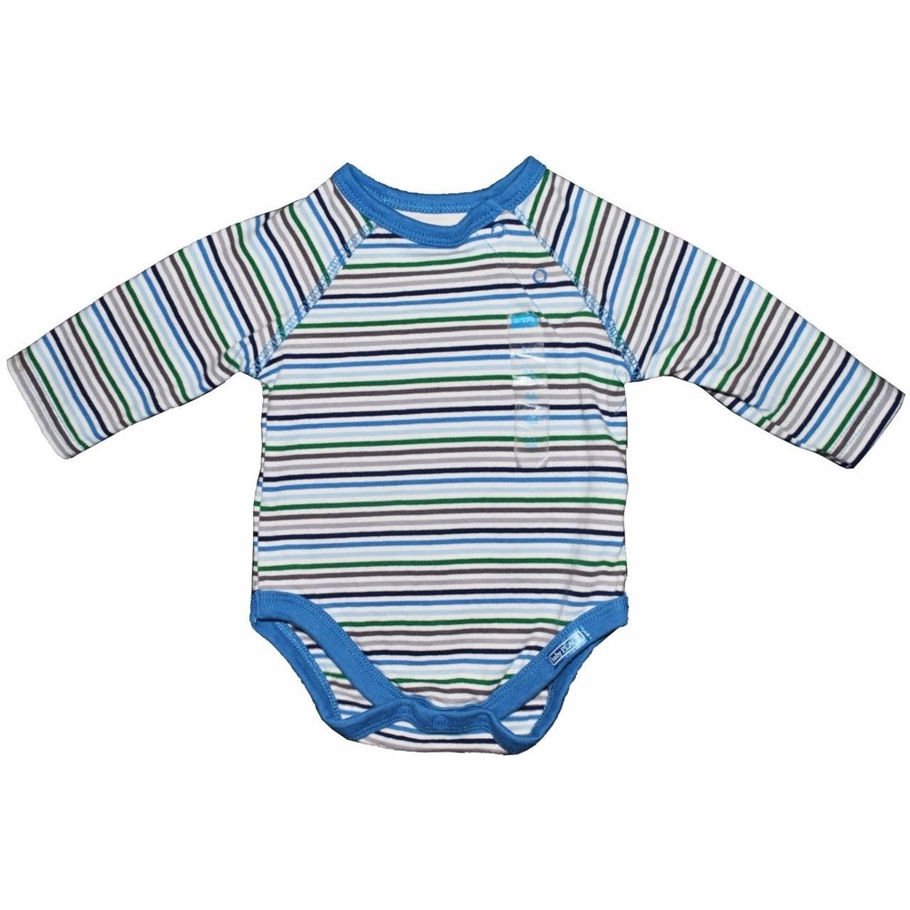 NEW Place Baby Boys Size 0 3 Months Long Sleeve Stripe One Piece 1-Pc Body Suit